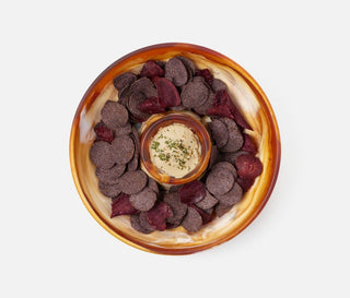 Hugo Amber Swirled Chip And Dip Bowl - La Cuisine