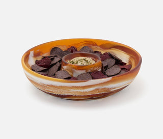 Hugo Amber Swirled Chip And Dip Bowl - La Cuisine