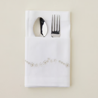 Silver Snowflake Embroidered Napkin, Set/4