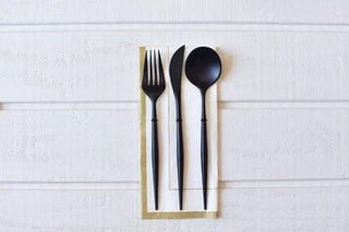 Plastic Cutlery Black/Black Handle - La Cuisine