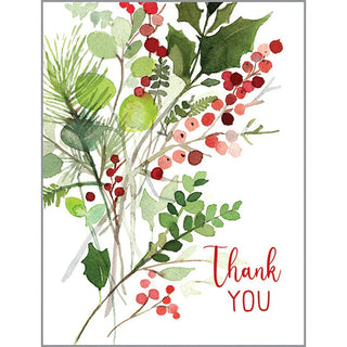 Thank you card - Holiday Greens - 8/count