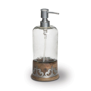 Mango Wood With Metal Inlay and Glass Heritage Soap Dispense - La Cuisine