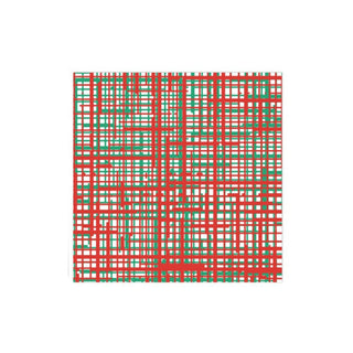 Papersoft Napkins, Plaid Green & Red Cocktail (Pack/20) - La Cuisine