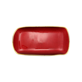 Metallic Glass Ruby Rectangular Tray - La Cuisine
