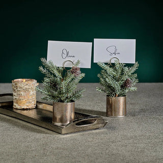 Pine in Silver Bucket Place Card Holder - La Cuisine