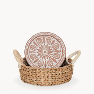 Handmade Bread Warmer & Wicker Basket - Vintage flower - La Cuisine